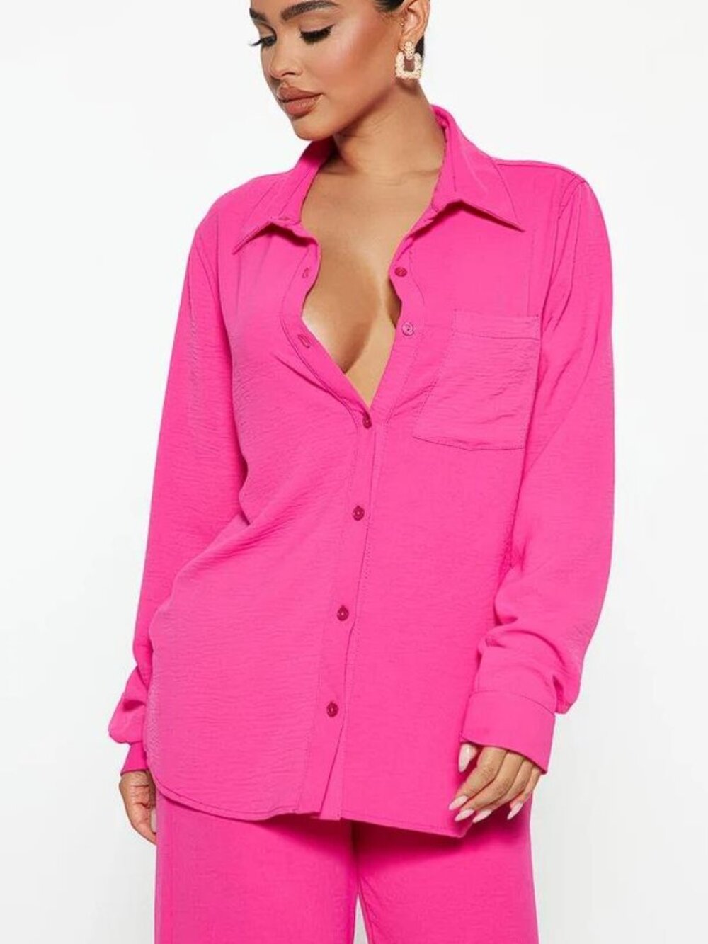 FASHION NOVA Women's Makenzie Pant Set Top Only Size S in Hot Pink (Dirty)